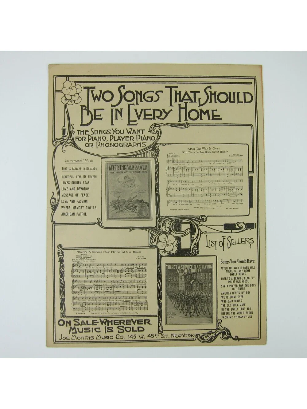 Sheet Music America Here's My Boy Andrew Sterling Arthur Lange WWI Antique 1917